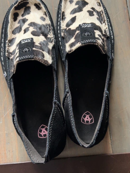 Ariat Shoes - Ariat Cow Print Slip-On Loafers - Black & Cream